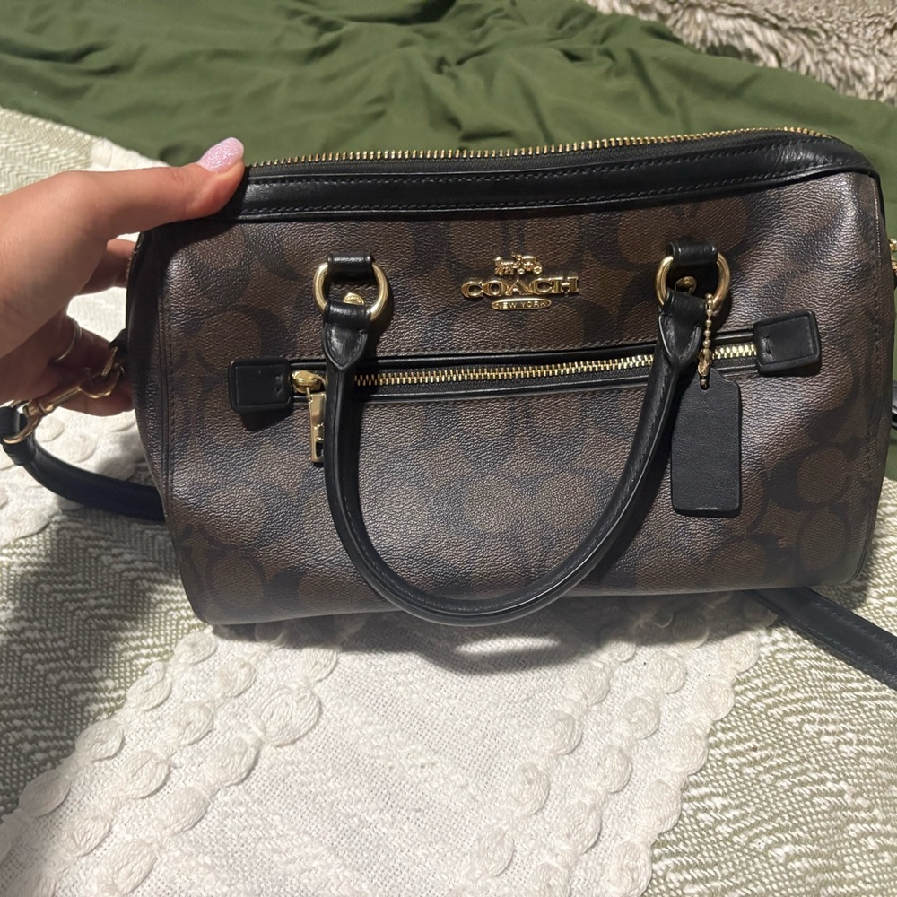 Coach Signature Brown and Black Satchel